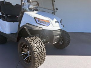 White Madjax E Series LIfted Lithium Golf Cart 03